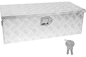 Edicapo 30 Inch Tool Box Flatbox Truck Bed Toolbox,RV Storage Organizer,Tools Chest Box With Side Handle & Lock KeysCompatible with Trailer Pickup,Silver Aluminum 5 Bar Tread ToolBox(30''X13''X10'')