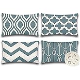 OTOSTAR Pack of 4 Outdoor Waterproof Throw Pillow Covers 12x20 Inch Decorative Outdoor Pillow Covers Garden Modern Grey Geometric Cushion Cases for Patio Furniture Couch Ten Bench (Grey)