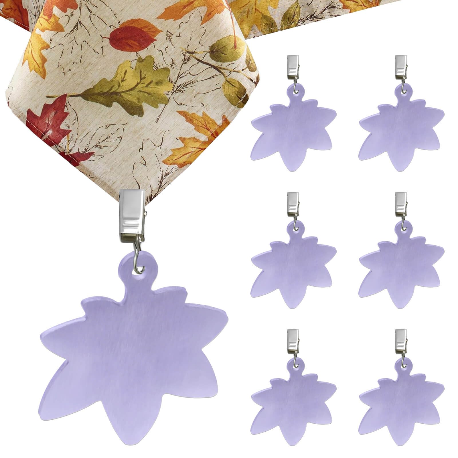 Tablecloth Clips for Outdoor Thick Tables, Maple Leaf Tablecloth Weights Clip Heavy Stainless Steel Cover Clamp Added Weight for Shower Curtain Wind Picnic Party Wedding Home Camping Accessories