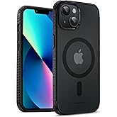 UNBREAKcable Case for iPhone 14 & iPhone 13, [Compatible with MagSafe] [Military Grade Shockproof] [Non-Slip] Translucent Matte Back and Soft TPU Edge Protective Case for iPhone 14/13 6.1", Black
