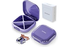 ONTERATE Small Pill Case, Travel Pill Box, Portable Pill Organizer, Pill Container for Pocket 4 Compartments, Daily Compact T