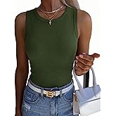 Zeagoo Womens Sleeveless Crewneck Ribbed Tank Tops Casual Basic Summer Top Slim Fitted Racerback Shirts