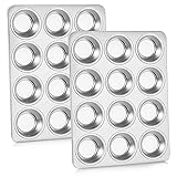 P&P CHEF Muffin Pan Cupcake Baking Pan Set of 2, 12