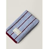 WENSHUO Sea Salt Blue Striped Hand Towel,100% Combed Cotton,Soft Absorbent | Zero-twist construction. Gentle on skin. Chic decor aesthetic. Easy care, fade-resistant, machine washable. 29x13", 1-pk