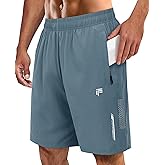 FOGFIRE Men's Athletic Running Shorts with Zipper Pockets Quick Dry Drawstring 7" Gym Shorts for Basketball Workout Jogging