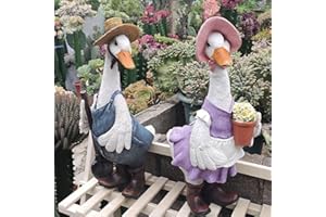 Zerodis Duck Statue, Cute Male and Female Duck Figurine Garden Decor Outdoor Garden Ornaments 16 X 14.5 X 36 Cm (Male)