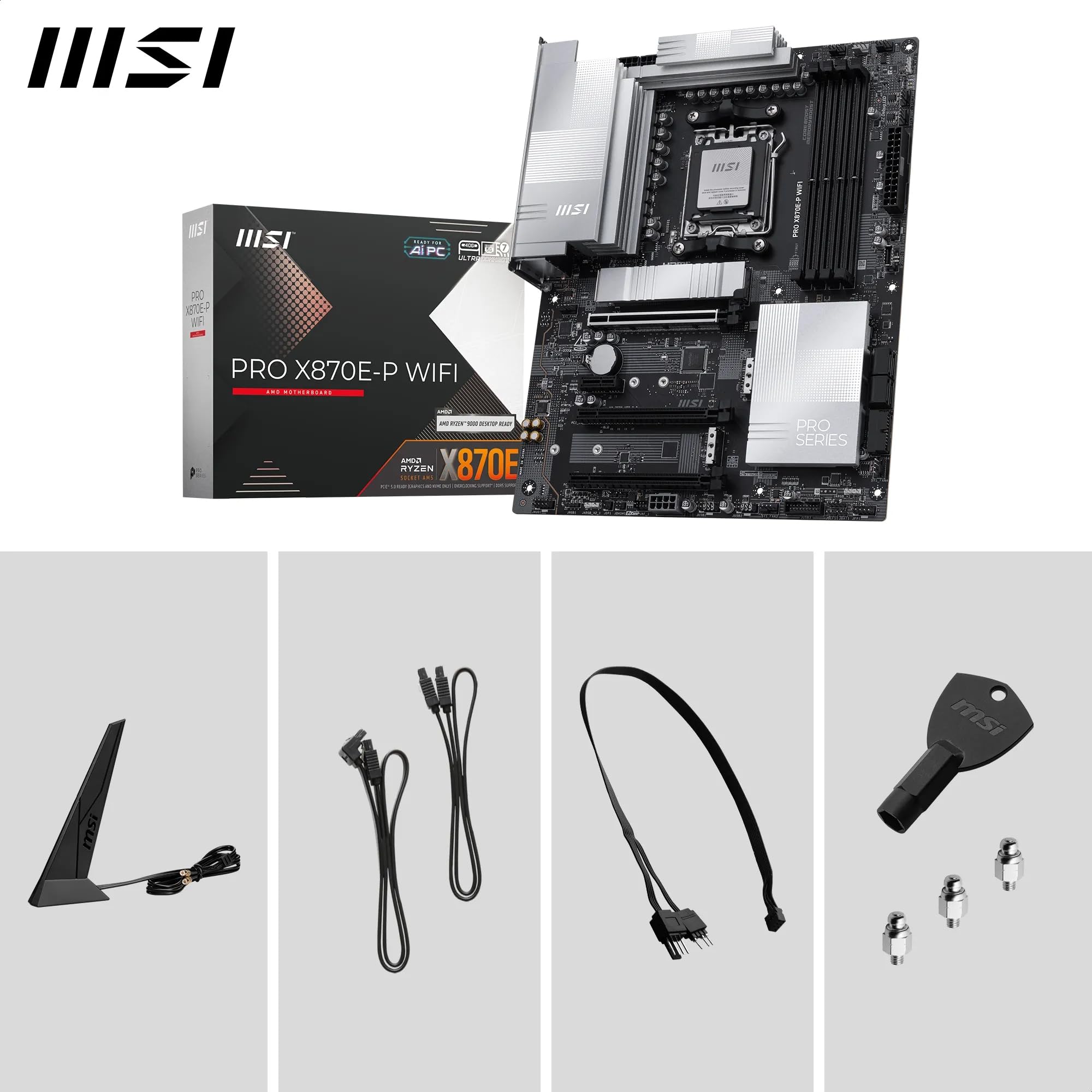 Msi Pro X870E-P Wifi Motherboard, Atx - Supports Amd Ryzen 9000/8000 / 7000 Processors, Am5-60A Sps Vrm, Ddr5 Memory Boost (8200+ Mt/S Oc), Pcie 5.0 X16 &Amp; 4.0 X16, M.2 Gen5, Wi-Fi 7, 5G Lan - View 7
