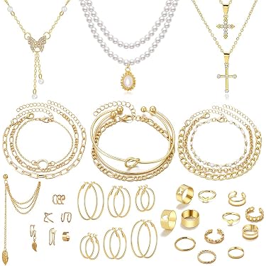 Handmade Multi-Strand Beaded Jewelry Set For Women - Silvertone Bracelet (8"), Necklace (20"), & Earrings - Prom, Party, Or Gift