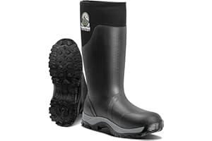 TerraTrax Men's Waterproof Hunting Boots | Insulated 6mm Neoprene Rubber Boots for Cold Weather, Farming, Fishing & Outdoor W