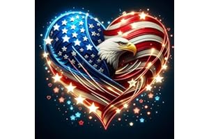 Apcufir 4Th of July Diamond Painting Kits for Adults,Independence Day Diamond Art Kits Round Full Drills,Amercia Eagles Diamond Dots Paint with Diamonds for Holiday and Home Wall Decor 14X14 Inch