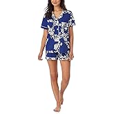 Bed Head PJs Womens Matching Pajamas - Soft Organic Short Sleeve Button Down PJ Shirt & Shorts Set - Sleepwear & Loungewear