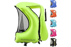 JURMICKEY Snorkel Vest for Adults, Inflatable Snorkeling Vest for Men & Women, Portable Swim Jacket & Buoyancy Vest for Snorkeling, Swimming, Kayaking, Boating