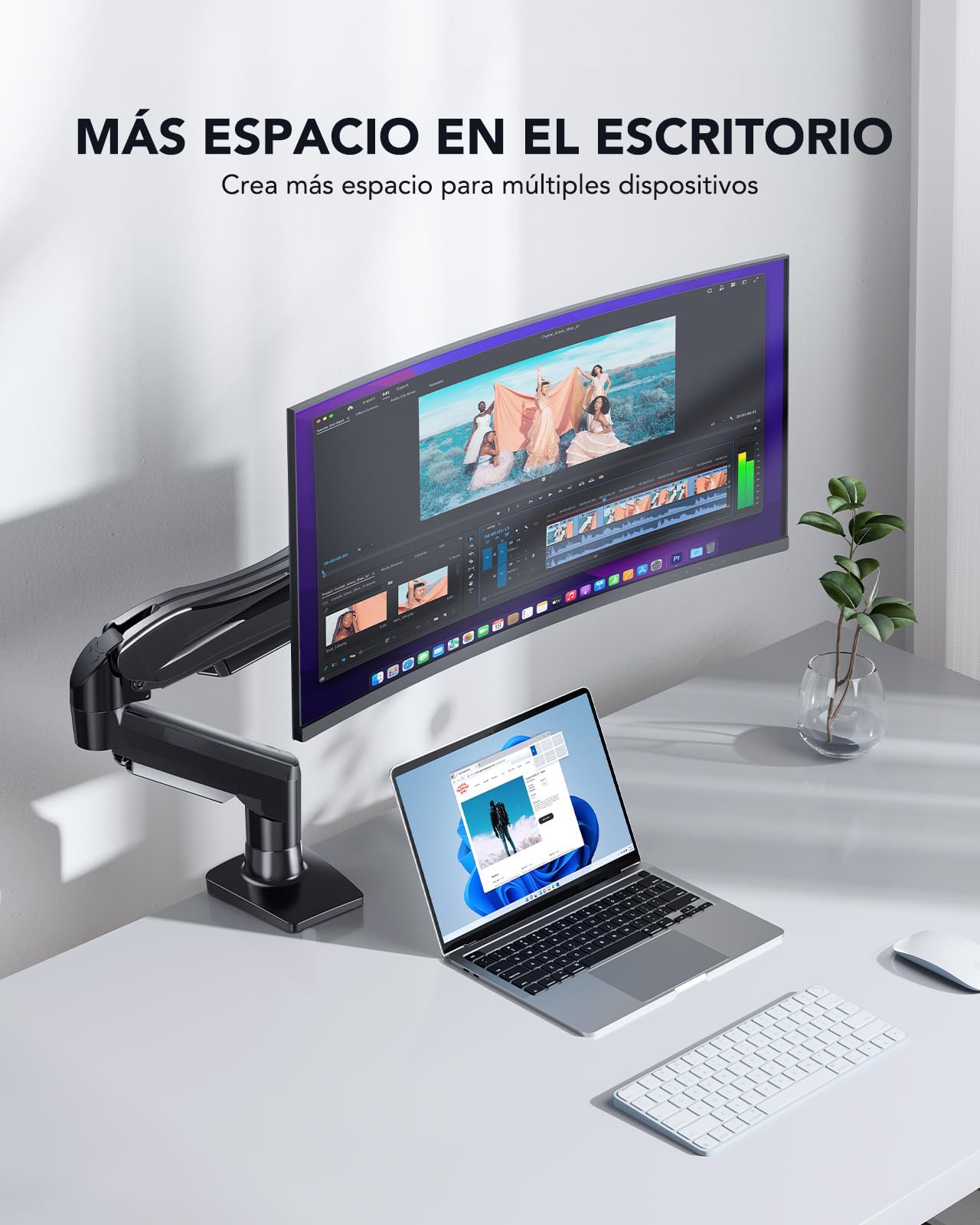 HUANUO Single Monitor Mount, 13 to 32 Inch Monitor Arm, Adjustable Monitor Stand, Vesa Mount with Clamp and Grommet Base - Fits 4.4 to 19.8lbs LCD Computer Monitors