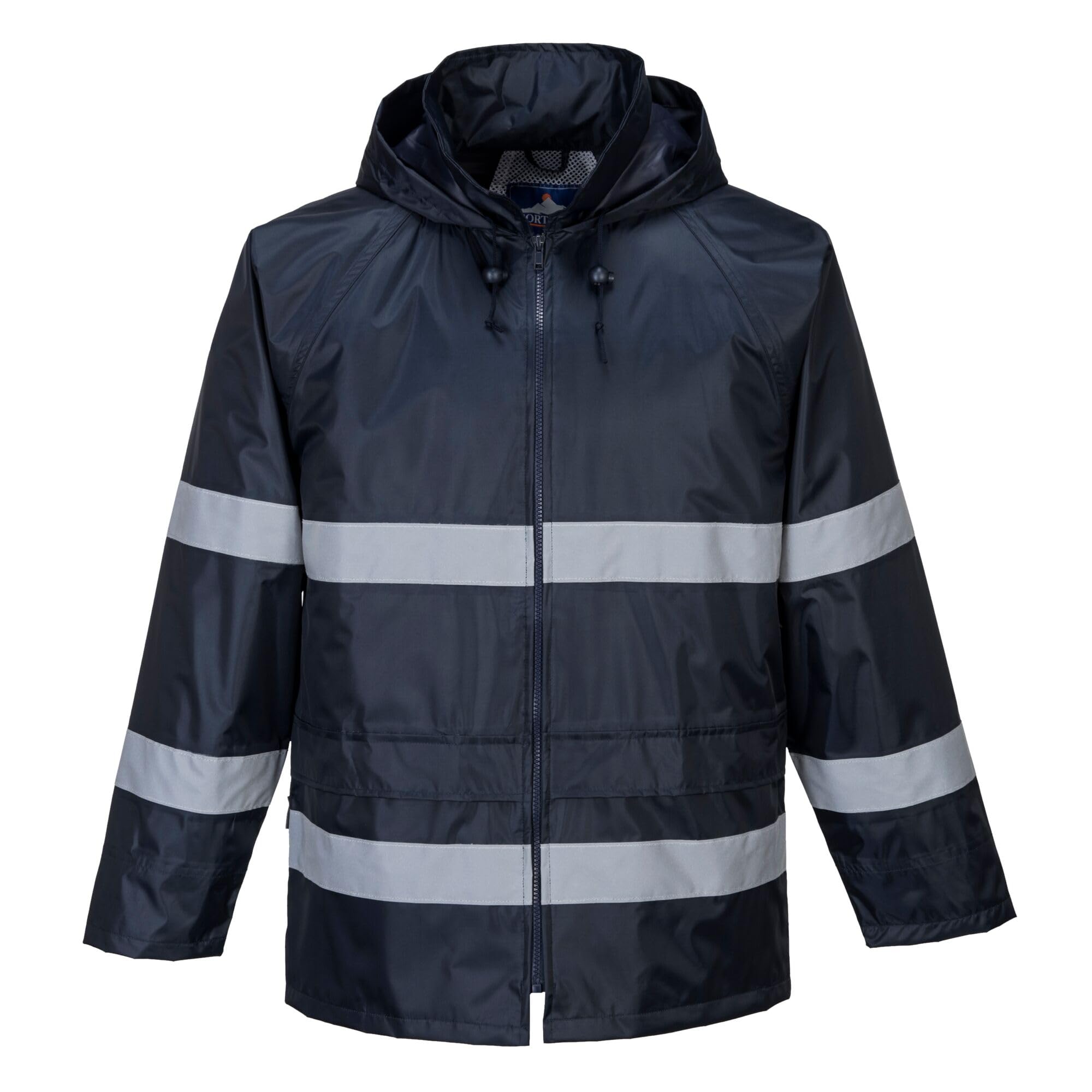 Portwest F440 Men's Hi Vis Waterproof Rain Jacket - Classic Iona Reflective Rain Jacket Navy, Medium