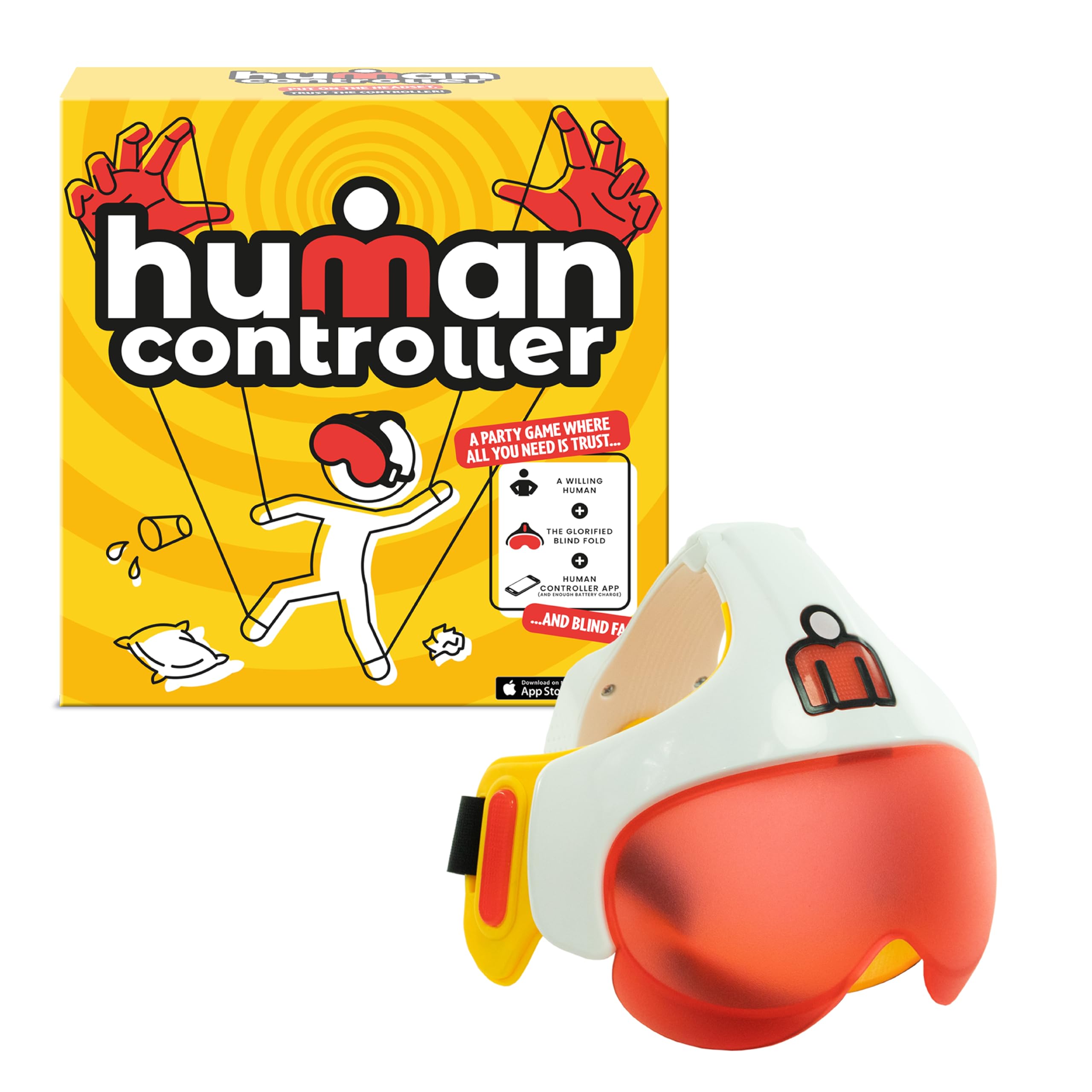 TOMY Human Controller Game – Interactive Blindfold Challenge with Vibrating Headset & Mobile App – Fun Team & Party Game for 2+ Players – 30+ Hilarious Tasks – iOS & Android Compatible – Ages 14+