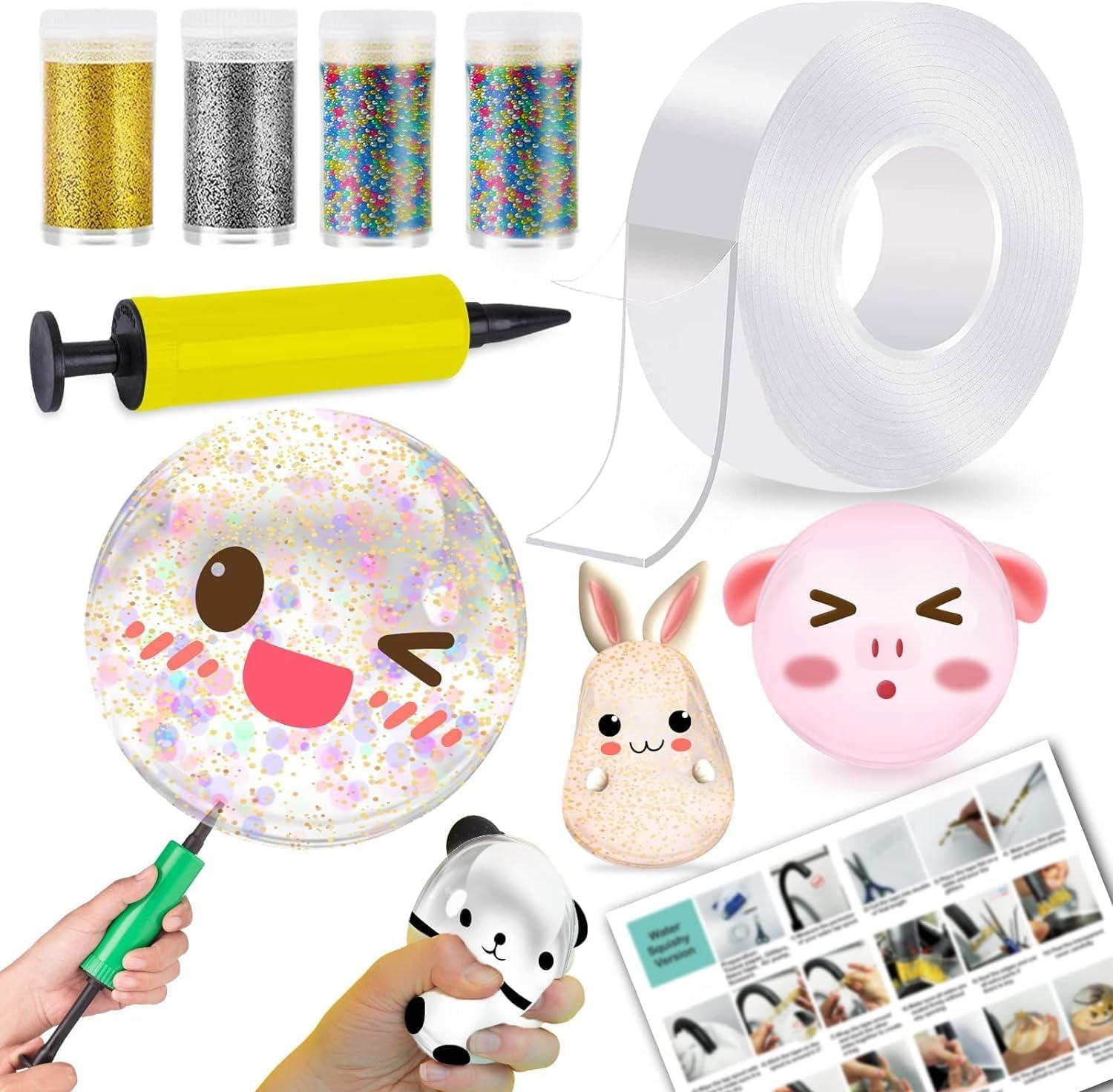 Nano Tape Bubble Kit - Water Balloon Version with 9.8ft Double Sided Tape & Syringe Toy, Craft Kit for Kids 4-8, Girls Toys, Gifts for Girls Boys 4, 5, 6, 7, 8, 9, 10, 11, 12 Years Old