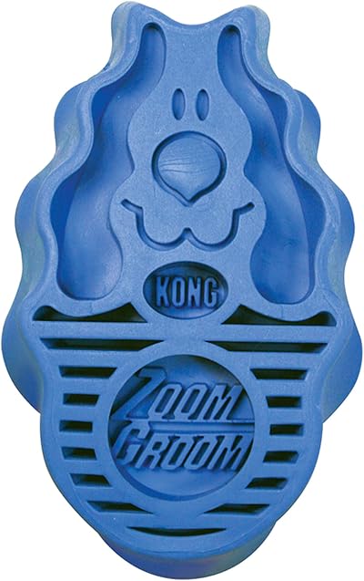 KONG ZoomGroom Dog Brush for Grooming and Shampooing Large Dogs Blue