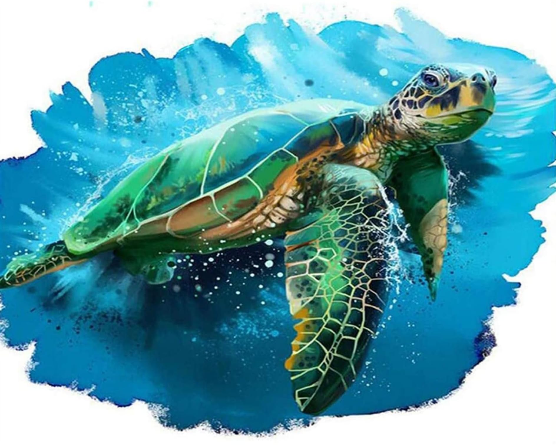 Paint by Numbers for Adults Beginners, ABEUTY Green Turtle Animal 16x20 inches Number Painting