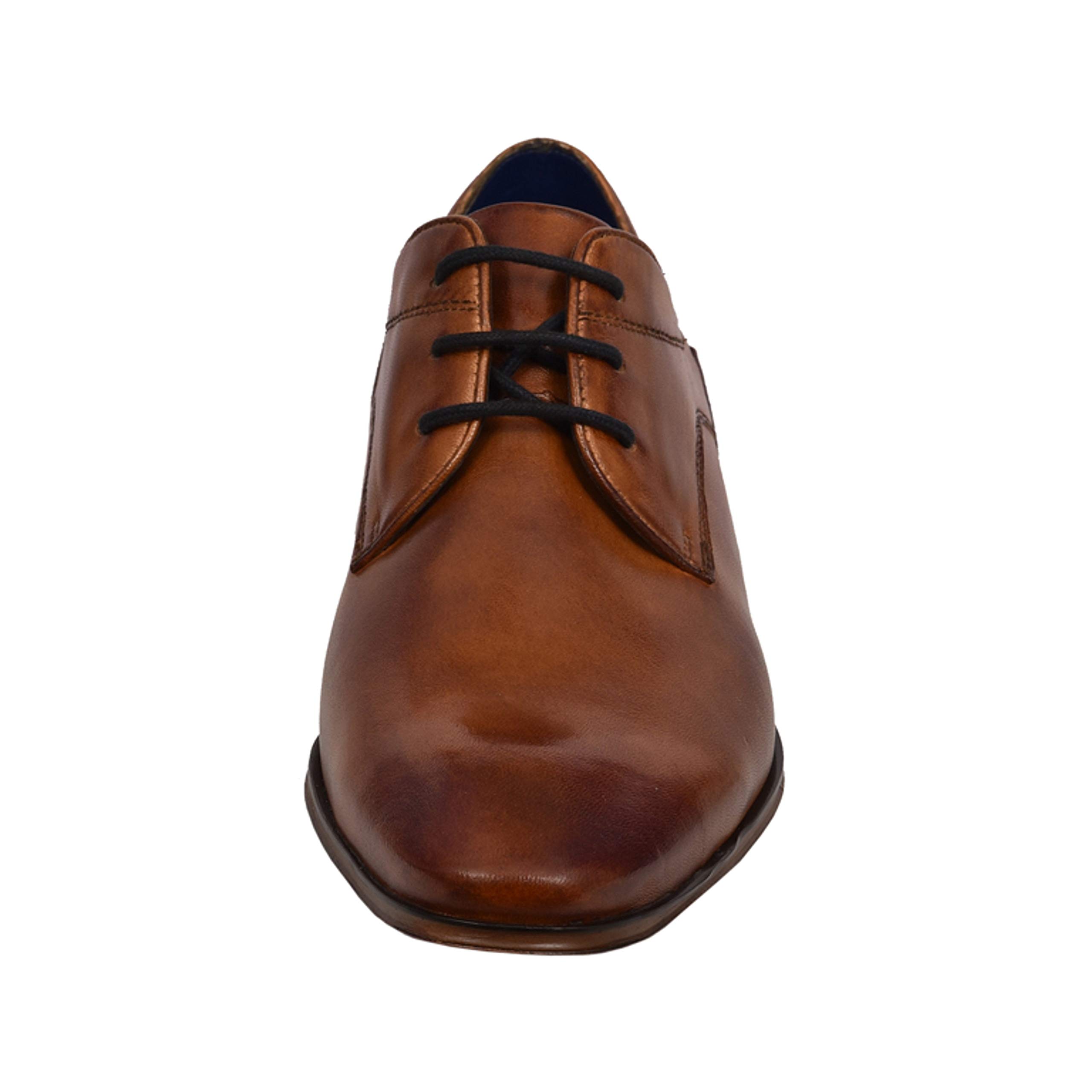 bugatti Herren Business Halbschuh aus Hochwertigem Leder, Derby mit Eleganter Liniengestaltung, Cognac, 40 EU 4