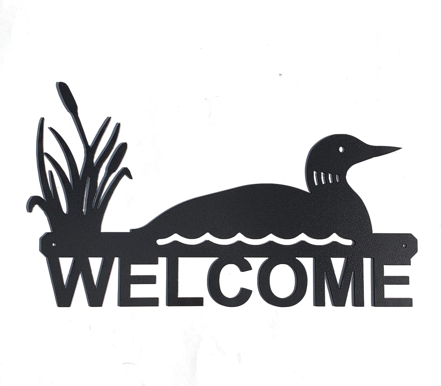 Eagle Eye Products LLC Loon Welcome Sign | Loon Welcome | Wall Art | Metal Welcome Sign | Decorative Indoor Outdoor Sign | Black Finish 15" x 9"
