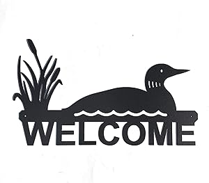 Eagle Eye Products LLC Loon Welcome Sign | Loon Welcome | Wall Art | Metal Welcome Sign | Decorative Indoor Outdoor Sign | Black Finish 15" x 9"