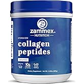 Zammex Premium Collagen Peptides Powder Unflavored,Hydrolyzed Proteins Types I & III, Supports Hair, Skin, Nails, Joints, Grass Fed, Non-GMO, Gluten-Free,Paleo & Keto Friendly,60 Servings