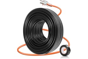 WUFOTY 3FT-200FT Heat Tape for Water Pipes,Heating Cable for Pipe Freeze Protection,Water Pipe Insulation/Roof Snow De-Icing, Deicing Heating Cable with Mounting Buckle,120V 5W/ft（30FT）
