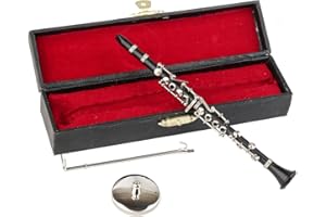 Dselvgvu Miniature Clarinet with Stand and Case Mini Musical Instrument Clarinet Replica Collectible Figurines Dollhouse Accessories Model Home Decoration Display Ornament (6.25")