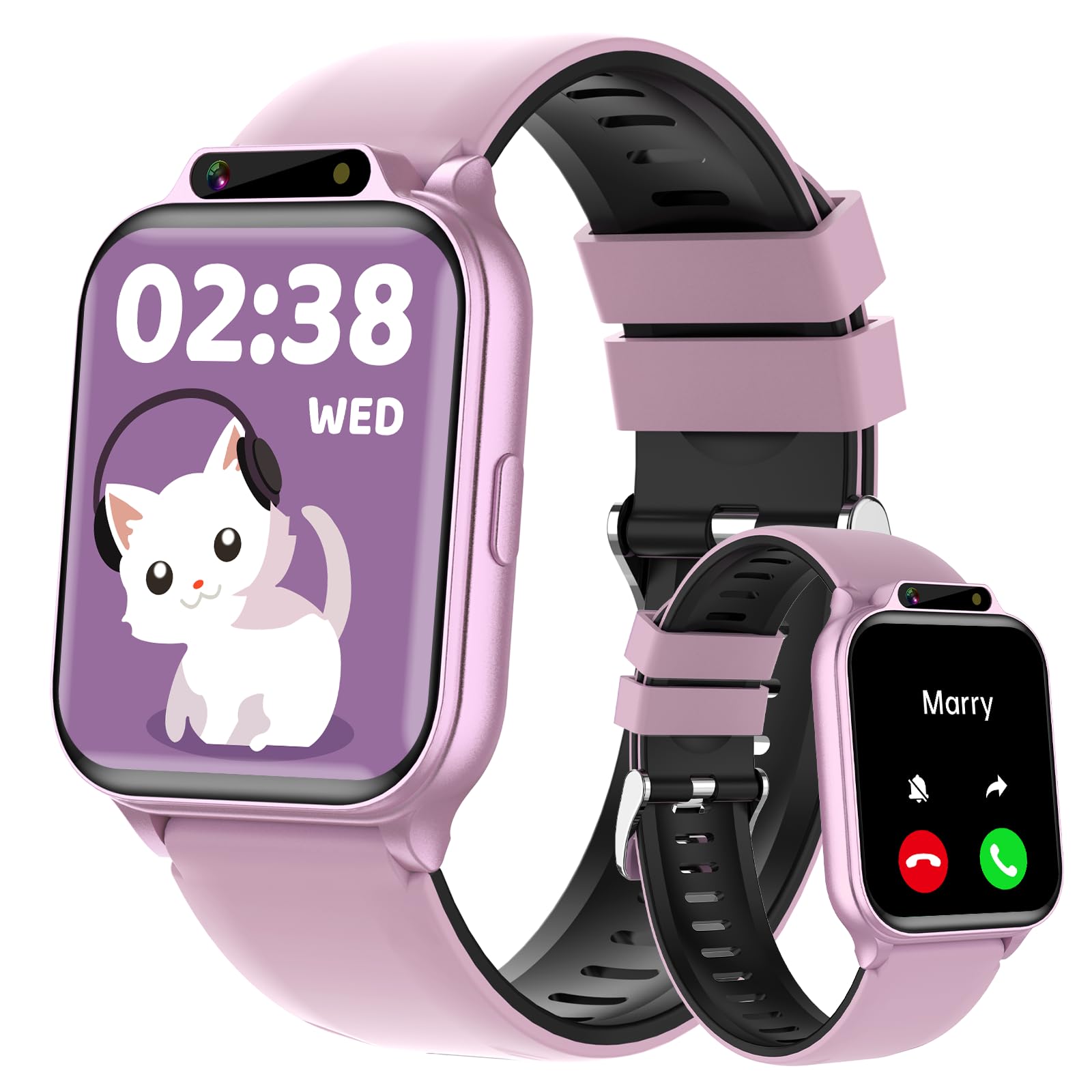 Smart Watch for Kids, 1.85" Fitness Tracker with Heart Rate, Sleep Monitor, IP68 Waterproof Smartwatches with Video Music, Pedometer, Game, NO APP/Phone, Gift for Boys Girls. (Classic, Pink)