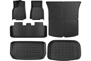 SUPER LINER Tesla Model Y Floor Mats 2020-2024 (Not for Juniper) | Custom Fit All-Weather 6-Piece Set TPE Material |Full Cove