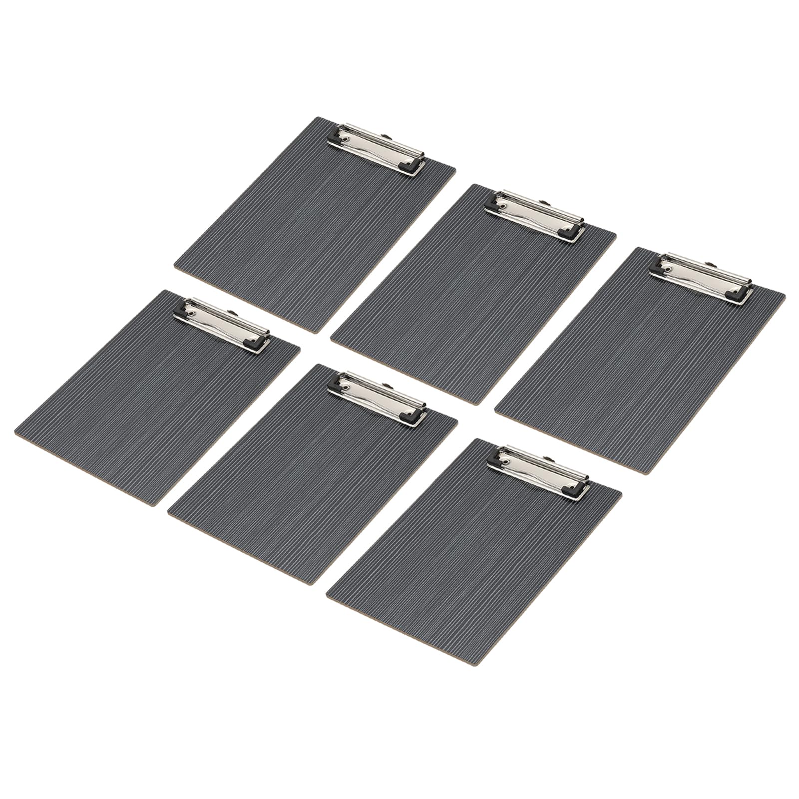PATIKIL Wooden Clipboard for 5.83 x 8.27 Inch Paper, 6 Pcs Standard A5 Letter Size Clip Boards Hardboard with Low Profile Clip for Office Classroom, Black Wood Texture