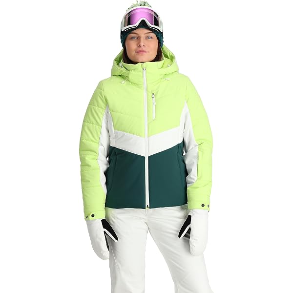 Amazon.com: Spyder Women's Prevail Jacket, Black/Green Flash/Bryte