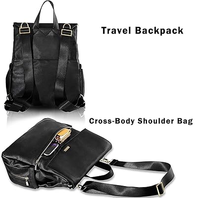 black leather diaper bag backpack