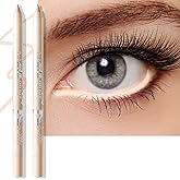 Wugbc 2 PCS Nude Waterline Eyeliner Pencil, Cream Gel Eyeliner Smooth Waterproof Smudge-Proof Lasting Ultra-Pigmented Eye Brightener Pen with Sharpener Makeup for women Multi-Use Eye Liner Crayon