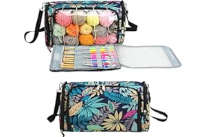 AMBESTAR Crochet Bag Organizer, Large Capacity Yarn Storage Bag for Crocheting, Knitting Kit, Crochet Accessories, Easy to Ca