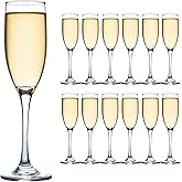 UMEIED 6 Oz Classic Champagne Flutes Set of 12, Long Stemmed Crystal Clear Champagne Glasses, Sparkling Wine Glasses for Home Party Wedding Birthday Housewarming Gifts
