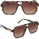 DIFF Cameron Oversized Navigator Sunglasses for Women | 100% UV Polarized Protection | Tortoise Frames