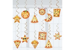 Pizza Party Decorations Pizza Birthday Party Decor, Assembled and Ready to Use, Fast Food Theme Party Hanging Swrils 24pcs Pa