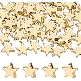 PH PandaHall 60pcs Christmas Star Beads 14K Gold Plated Star Bead 8mm Brass Twinkle Stars Spacer Beads Metal Bead Spacers for Bracelet Necklace Earring Jewelry Making DIY Crafts