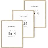 HAUS AND HUES Picture Frame, Beige Oak Wood, 11x14 inches, 3 Pack