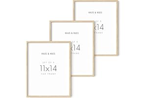 HAUS AND HUES Picture Frame, Beige Oak Wood, 11x14 inches, 3 Pack