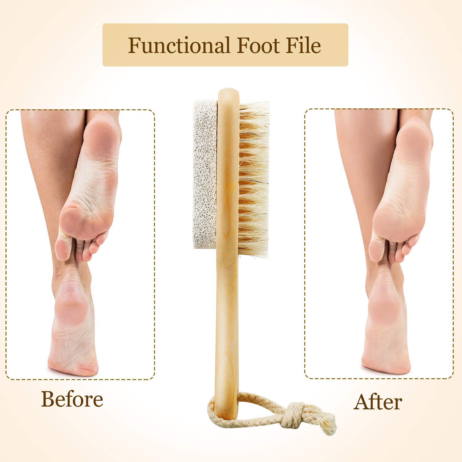 2 Pieces Foot File Callus Corn Remover Pumice Stone Brush Foot Scrubber Exfoliator Double Side with Pumice Stone and Bristle Brush Heel Scraper Foot Care Tools for Feet Dry Dead Skin: Beauty