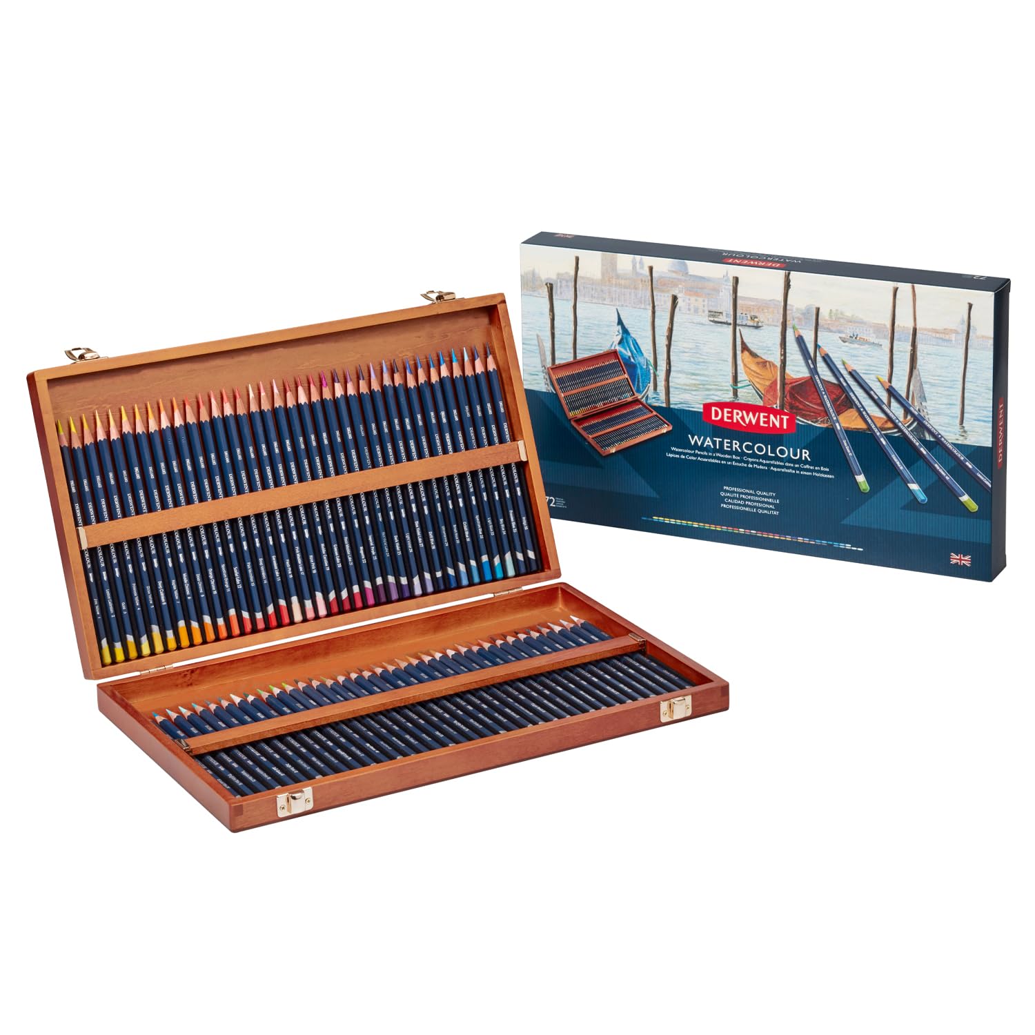 Derwent Watercolour Pencils, Painting & Drawing, Set Of 72 In Wooden Gift Box, Ideal For Blending & Layering, Professional Quality, 32891