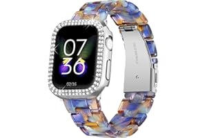BINLUN Resin Watch Bands Compatible with Apple Watch Band 40mm 41mm 44mm 45mm iWatch Watch Strap with Glitter Bling Protective Case Cover Wristband for Apple Watch Series 8 7 SE SE2 6 5 4