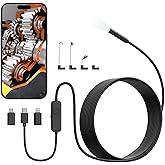 TOPDC Endoscope Camera with Light, 1920P HD Scope Camera, 8 LED Adjustable Inspection Borescope for Android and iOS, 16.4ft Semi-Rigid Snake Cable, IP67 Waterproof