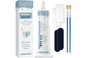 VERECLUE Book Glue, 120ml Flexible Book Binding Glue, Dries Clear Bookbinding Glue, Strong Book Glue Binding Repair, Paper Glue for Bookbinding and Book Repair, Paper Crafts, Scrapbooking, Collages