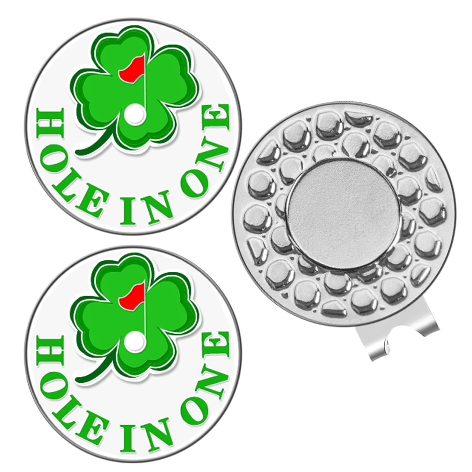 AMRTA Magnetic Golf Ball Marker Hat Clip 1pcs with 2pcs Ball Markers Golf Ball Markers Personalised for Putting Coin Golf Gifts Golfer (Hole in One)