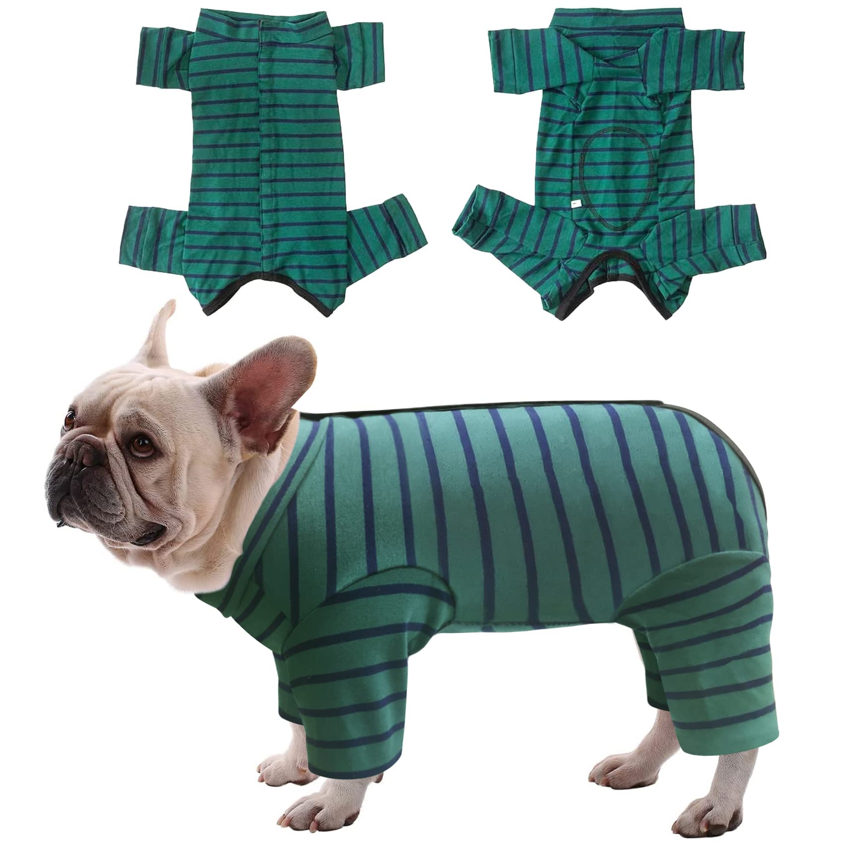 Dolahovy Dog Surgery Recovery Suit,Pet Recovery Shirt Cone E-Collar Alternative Pet Vest for Abdominal Wounds Medical Dog Bodysuit with Legs for Female Male Small Medium Dogs Cats (L, Green)