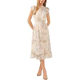 CeCe Flutter Sleeve Smocked Waist Midi Dress
