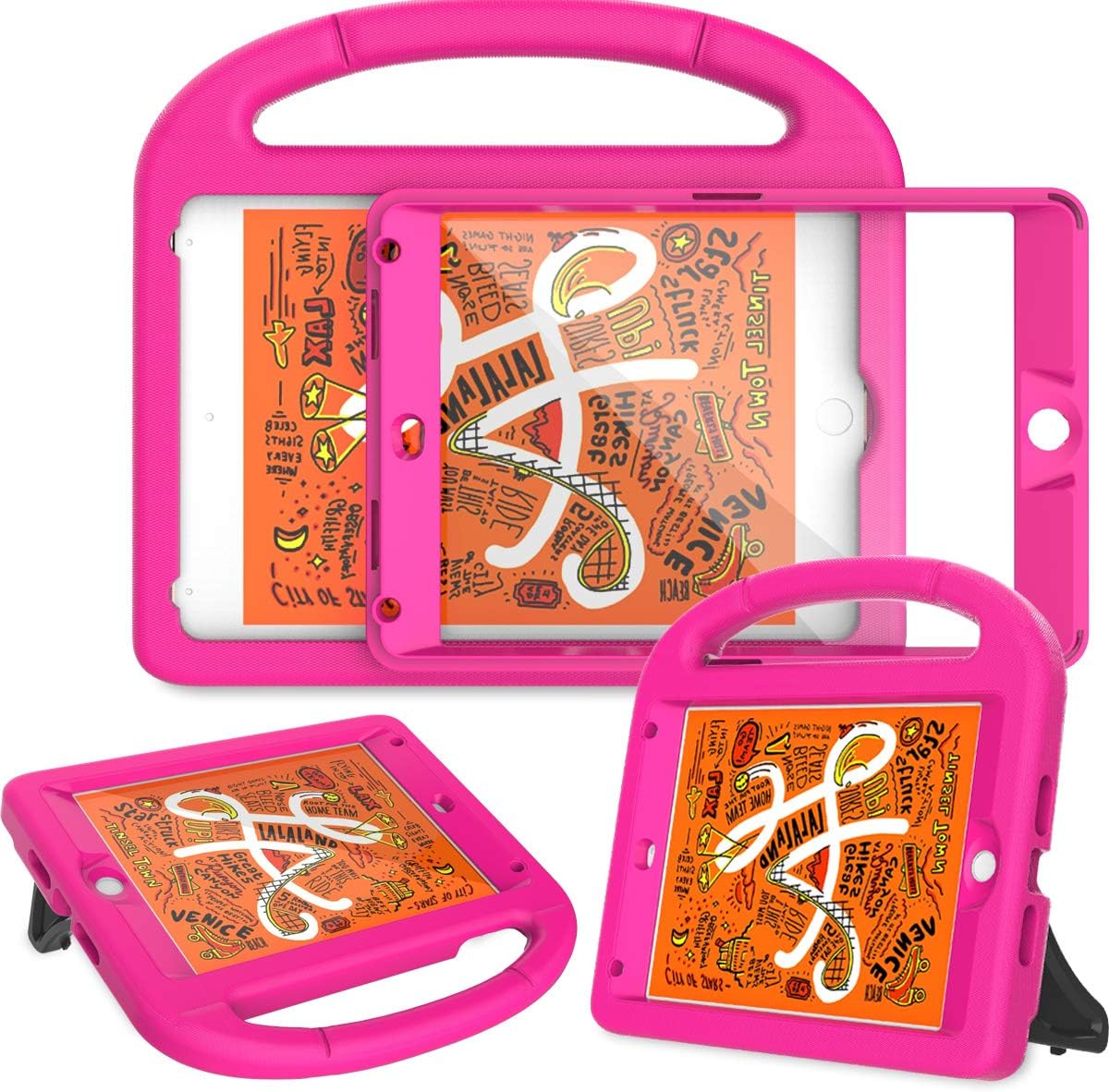 AVAWO Kids Case Built-in Screen Protector for New iPad Mini 5 2019 - Shockproof Handle Stand Kids Friendly Compatible with iPad Mini 4th 5th Generation Latest Gen (Rose)
